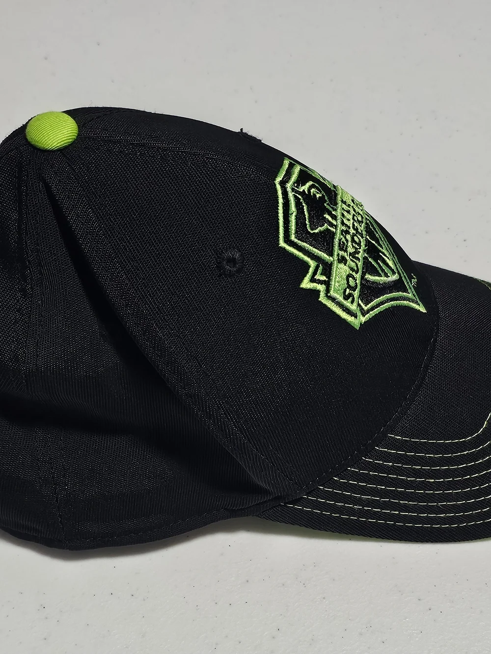 adidas MLS Seattle Sounders FC Black and Neon Green Cap Fitted Unisex